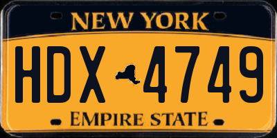 NY license plate HDX4749