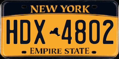 NY license plate HDX4802
