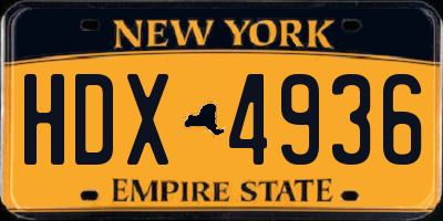NY license plate HDX4936
