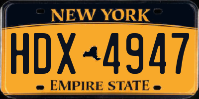 NY license plate HDX4947