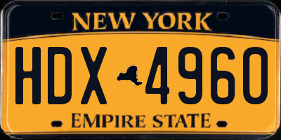NY license plate HDX4960