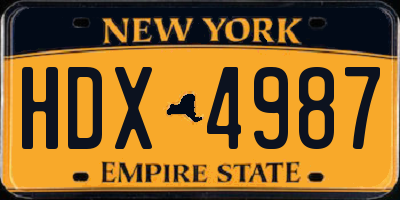 NY license plate HDX4987