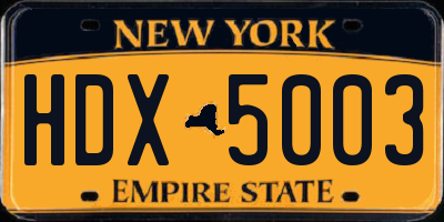 NY license plate HDX5003