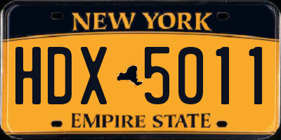 NY license plate HDX5011