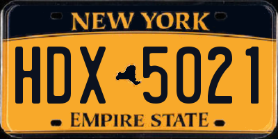 NY license plate HDX5021