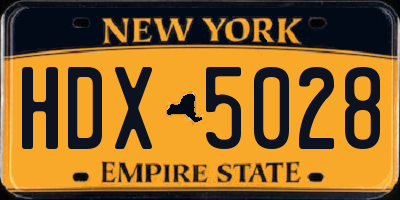 NY license plate HDX5028