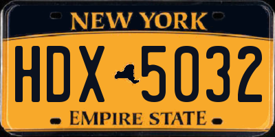 NY license plate HDX5032