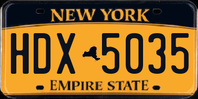 NY license plate HDX5035