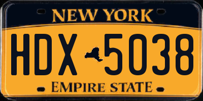 NY license plate HDX5038