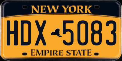 NY license plate HDX5083