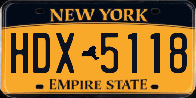 NY license plate HDX5118