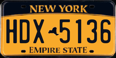 NY license plate HDX5136