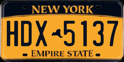 NY license plate HDX5137