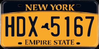 NY license plate HDX5167