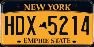 NY license plate HDX5214