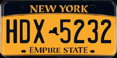 NY license plate HDX5232
