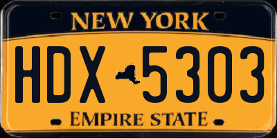 NY license plate HDX5303