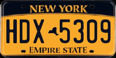 NY license plate HDX5309