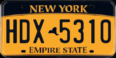 NY license plate HDX5310