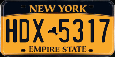 NY license plate HDX5317