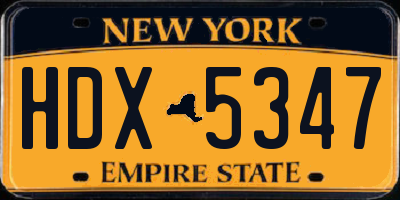 NY license plate HDX5347