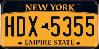 NY license plate HDX5355