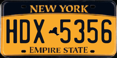 NY license plate HDX5356