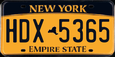 NY license plate HDX5365