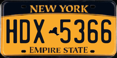NY license plate HDX5366
