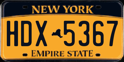 NY license plate HDX5367