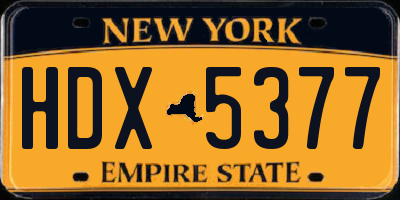 NY license plate HDX5377