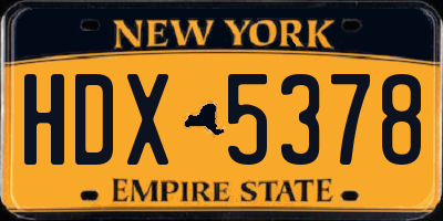 NY license plate HDX5378