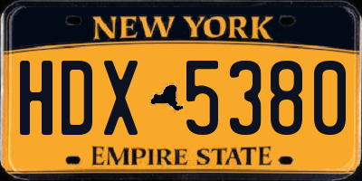 NY license plate HDX5380