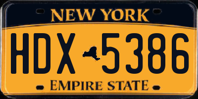 NY license plate HDX5386