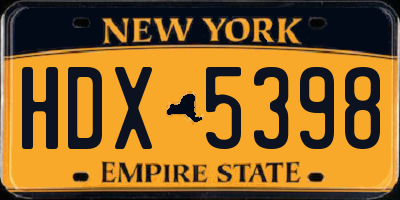 NY license plate HDX5398