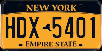 NY license plate HDX5401