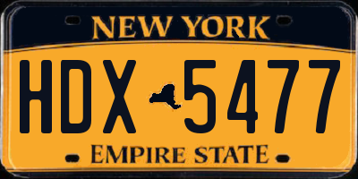 NY license plate HDX5477