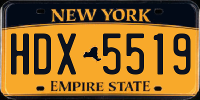 NY license plate HDX5519
