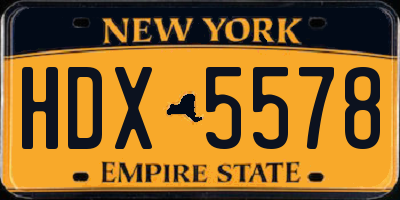 NY license plate HDX5578