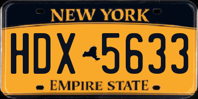 NY license plate HDX5633