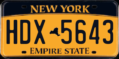 NY license plate HDX5643