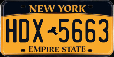 NY license plate HDX5663