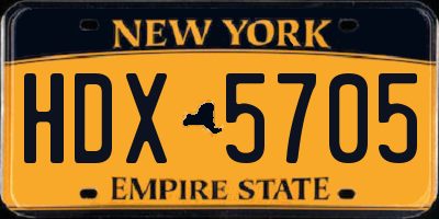 NY license plate HDX5705