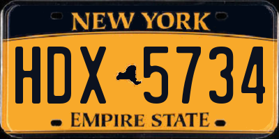 NY license plate HDX5734