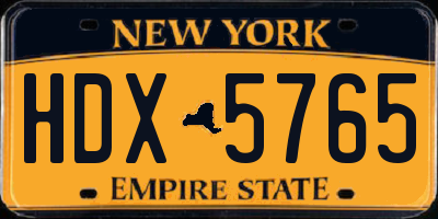 NY license plate HDX5765