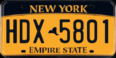 NY license plate HDX5801