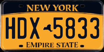 NY license plate HDX5833