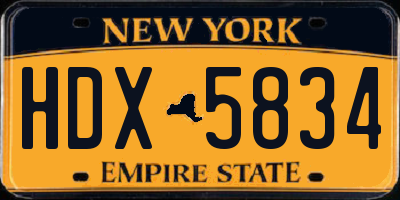 NY license plate HDX5834