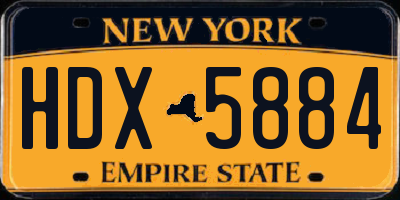 NY license plate HDX5884