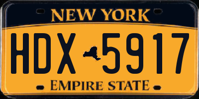 NY license plate HDX5917